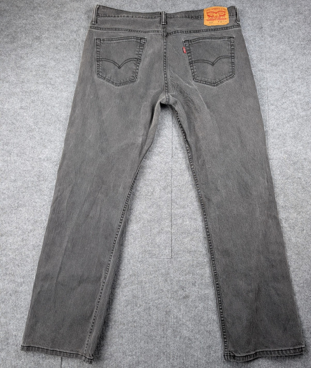 Levis 569 Jeans Mens 36x34 Faded Black 36x30 Actual Straight Leg Denim Classic